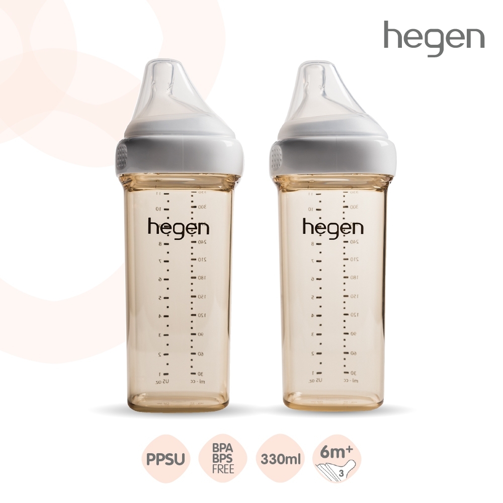 Hegen PCTO ขวดนมพร้อมจุกนม แพ็ค 2 ชิ้น Feeding Bottle PPSU 11oz/330ml เบอร์ 3 Fast Flow น้ำนมไหลเร็ว ราคา 1,665 บาท*ส่งฟรี