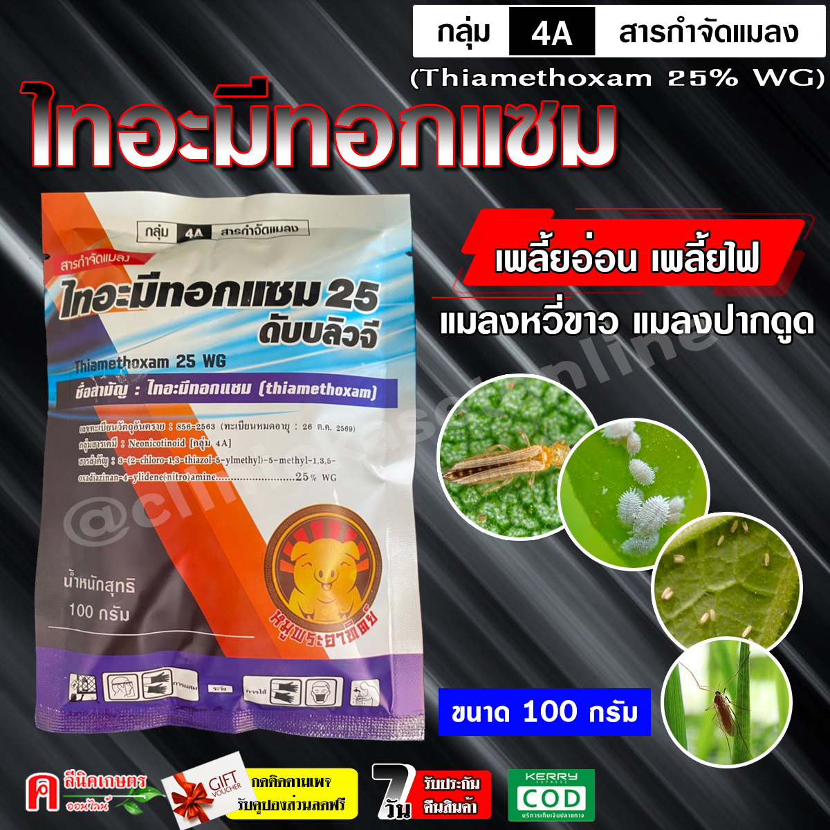?? ไทอะมีทอกแซม 25% ?? Thiamethoxam ( 100 g ) สารป้องกันกำจัดแมลง สูตรเย็น ชนิดดูดซึม กำจัดเพลี้ยอ่อน เพลี้ยไฟ บั่ว แมลงปากดูดทุกขนิด #แอคทารา