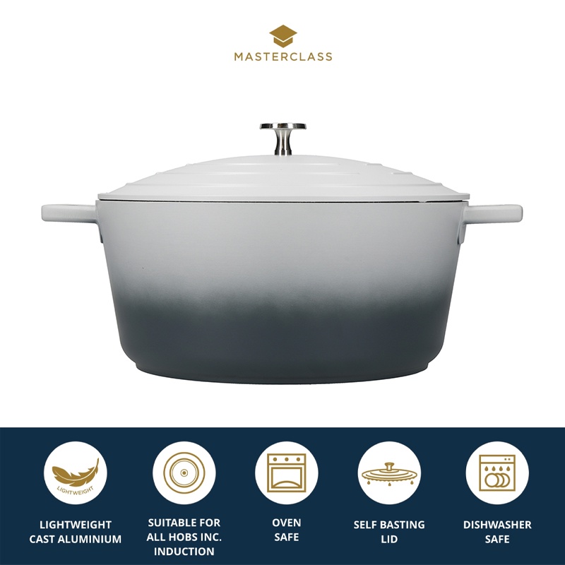 MasterClass Double Layer Non Stick Lightweight Cast Aluminium Casserole Dish Cooking Pot with Lid / Periuk Tidak Melekat (Works with all Hobs and Oven Safe)- Ombre Grey ราคา 1,535 บาท*ส่งฟรี