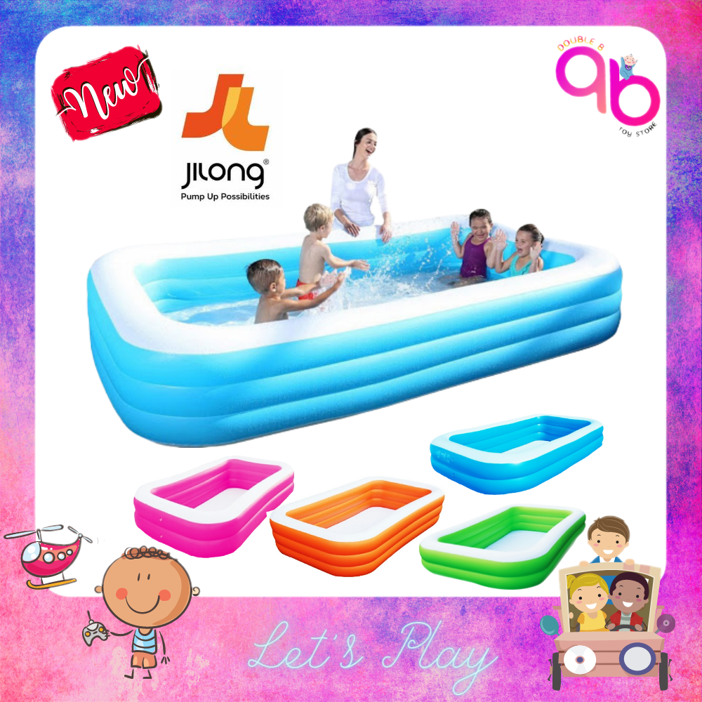 Jilong สระน้ำเป่าลม สระเป่าลม สระน้ำเด็ก สระน้ำขนาดใหญ่ 2ม 2.6ม 3.05ม สระน้ำหลายสี สระน้ำหลายขนาด สระน้ำเหมาะสำหรับเด็ก 1 ปี+ ราคา 655 บาท*ส่งฟรี