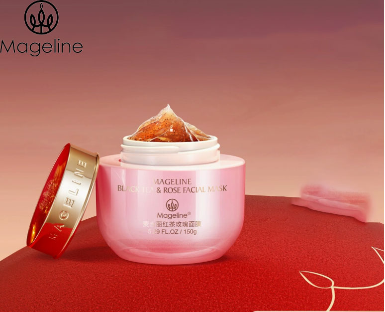 มาส์กบำรุงผิวหน้า แผ่นมาส์กหน้าสูตรเข้มข้น Mageline Moisturizing Firming ต่อต้านริ้วรอย Moisturizing Black Tea Rose ทำความสะอาดเครื่องมือทำความสะอาดมาส์กหน้า