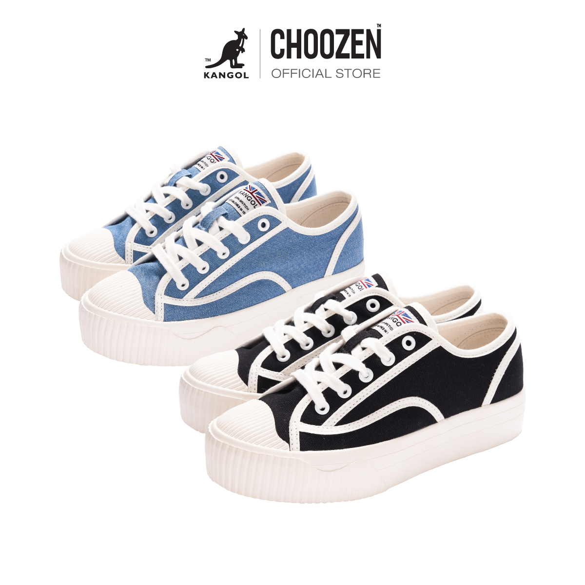 KANGOL Sneaker unisex รองเท้าผ้าใบ รุ่น thick sneaker ผูกเชือก สีดำ และ ฟ้า 63221602 ราคา 1,680 บาท*ส่งฟรี