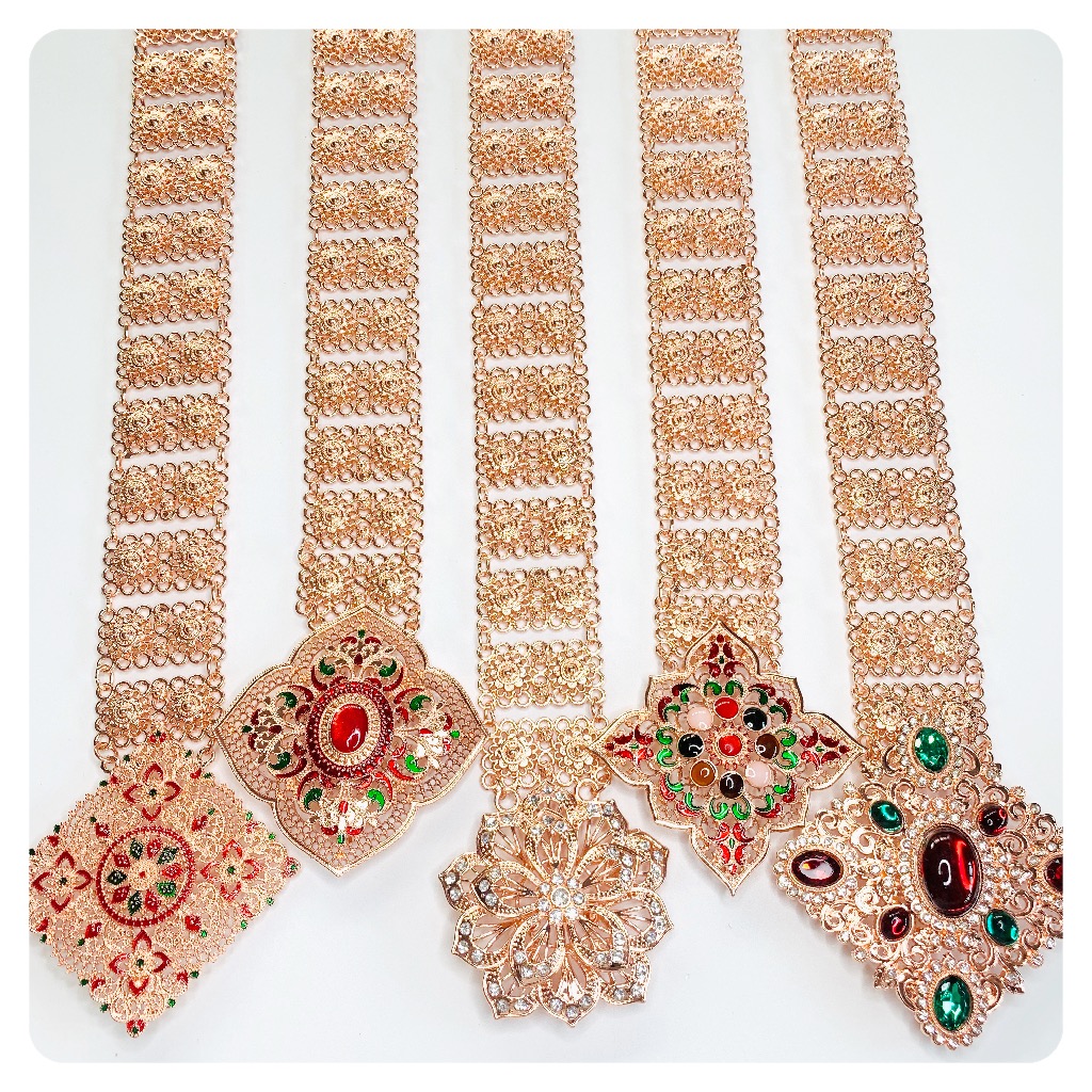 มุมมองเพิ่มเติมของสินค้า Vintage jewelry jewelry Thai Thai dress belt ladies belt color belt gold belt Gold Belt Roma s nego slimming Lahore