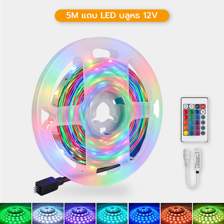 ไฟเส้น LED RGB สร้างบรรยากาศ ตกแต่งบ้าน ตกแต่งเทศกาล เปลี่ยนสีปรับแสงได้ [แถมฟรีรีโมท]