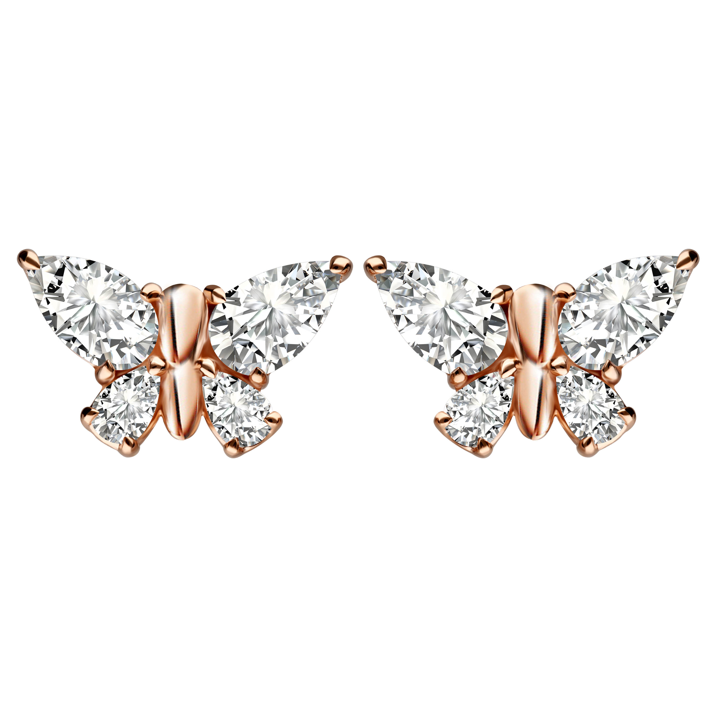Merii ต่างหูเงินแท้ 925 ชุบโรสโกลด์ ประดับเพชร CZ ดีไซน์รูปผีเสื้อ : ต่างหูผีเสื้อ มินิมอล Papillon 221E0441-01 ราคา 2,720 บาท*ส่งฟรี