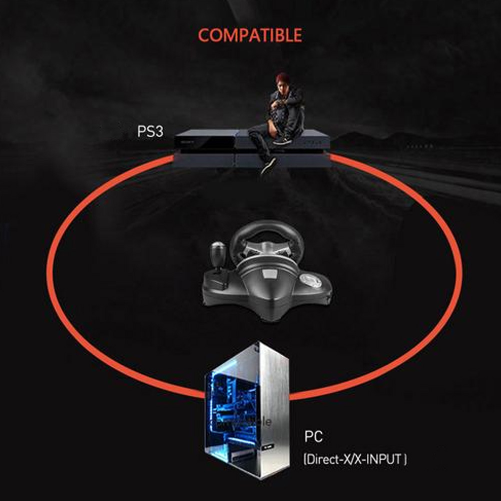 รูปภาพเพิ่มเติมเกี่ยวกับ ข้อเสนอเวลาจำกัด พวงมาลัยเกมแข่ง kgl เข้ากันได้กับ PS3/PC (D-INPUT/X-INPUT) จำลองการขับรถควบคุมการสั่นสะเทือน