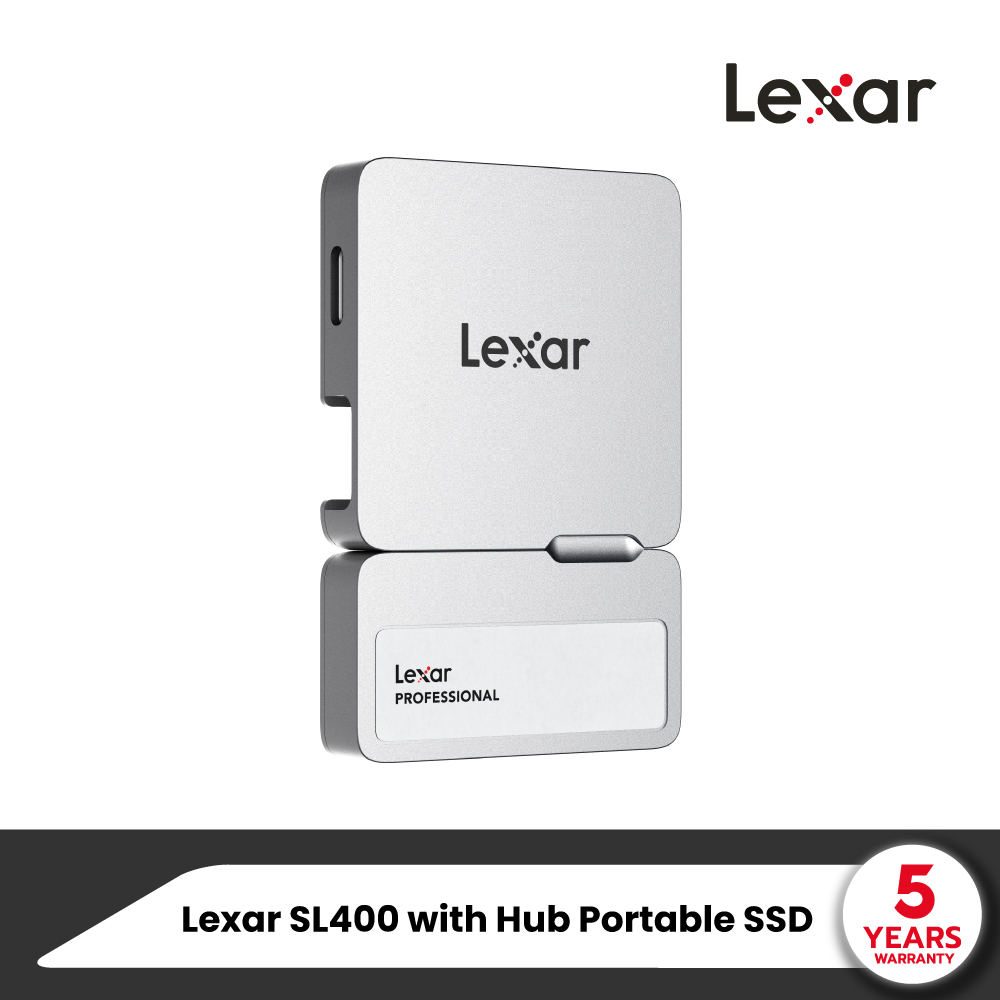 หน่วยความจำ SSD Solid State Drive Lexar Professional Go Portable SL400 พร้อมฮับ 1TB สีเงิน (LSL400S001T-RNSNG) เขียน 1000MB/s อ่าน 1050MB/s USB3.2 Gen2 ราคา 15,120 บาท*ส่งฟรี
