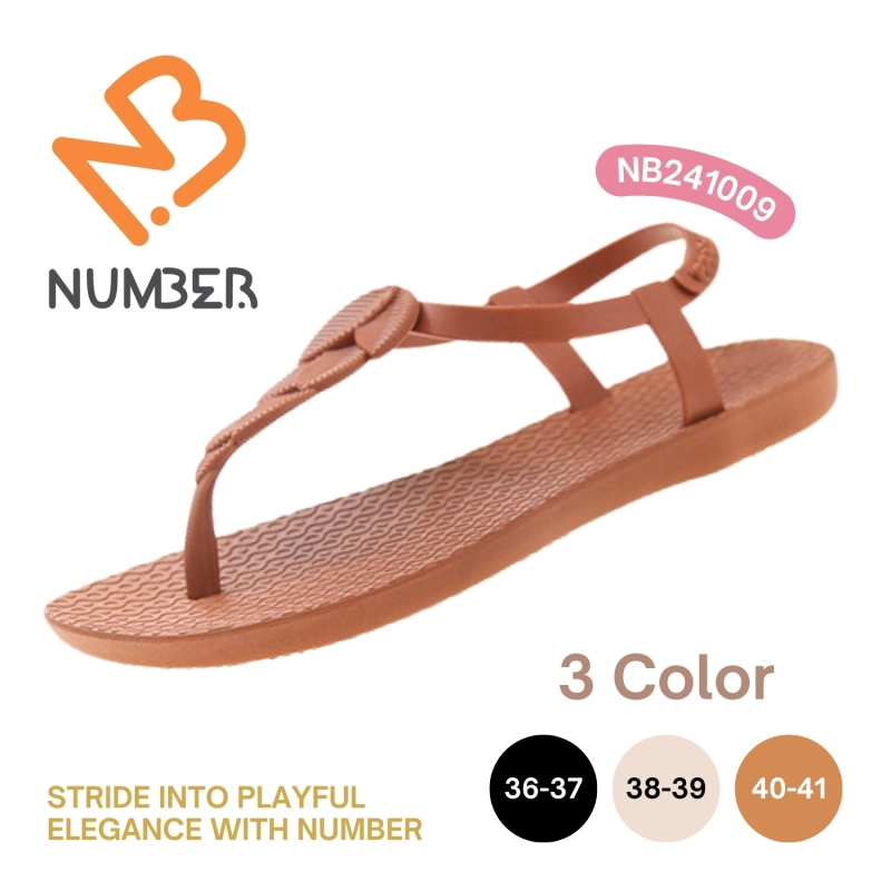 ภาพหน้าปกสินค้ารองเท้าแตะหูหนีบรัดส้น สายแต่งลายใบไม้ ใส่สบาย มี 3 สี ไซส์ 36-41
