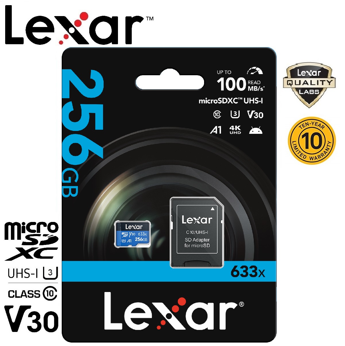 Lexar 256GB Micro SDXC 633x with SD Adapter (100MB/s) ราคา 699 บาท*ส่งฟรี