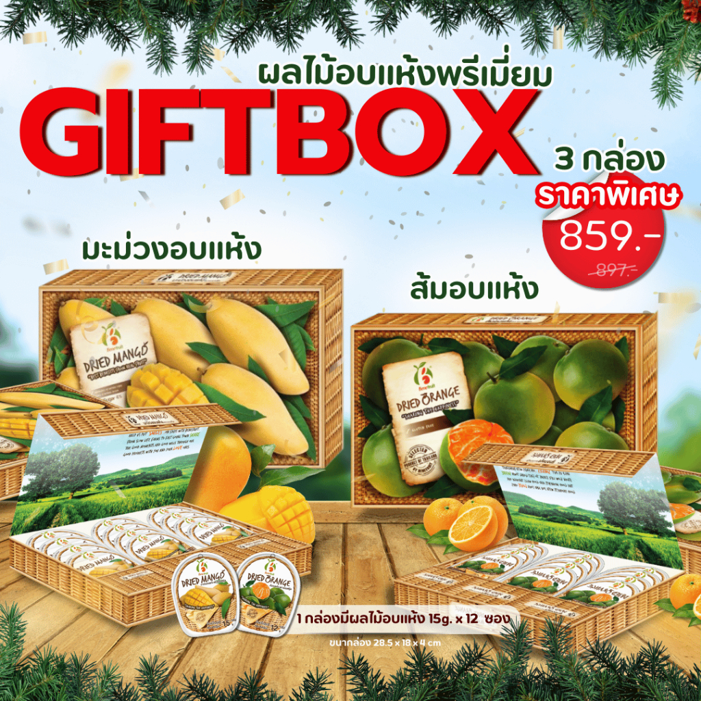 Benefruit Giftbox premium dried fruits (Dried Mango & Dried Orange) 180 g. ราคา 299 บาท*ส่งฟรี