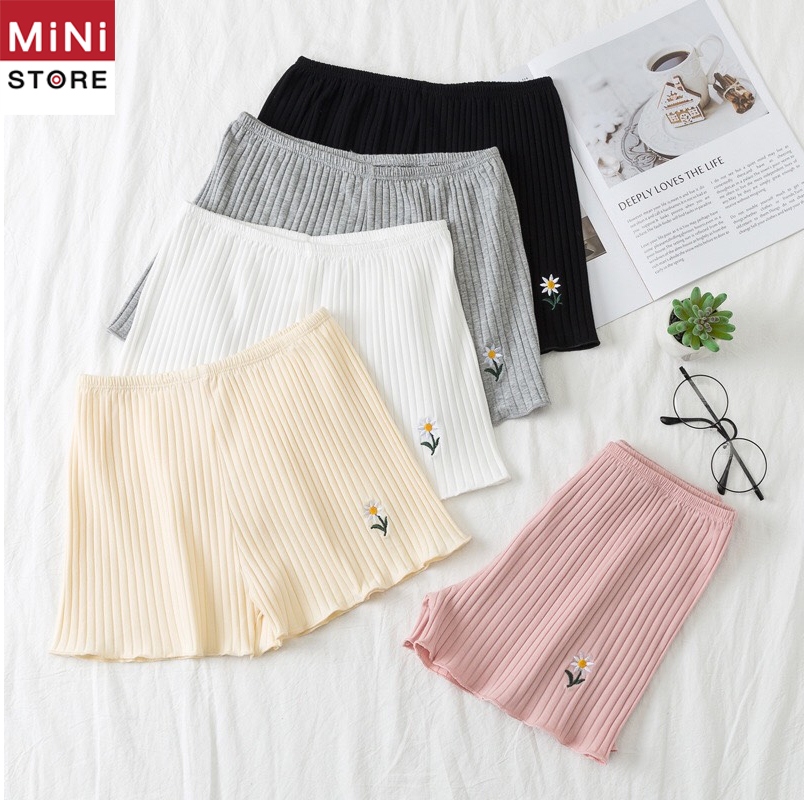 MiniStore - กางเกงซับใน ผู้หญิง กางเกงชั้นใน กางเกงใน ขาสั้น กางเกงสเตย์ ผ้าพริ้ว ชุดชั้นในผู้หญิงดอกไม้ ใส่สบาย ผ้านิ่ม