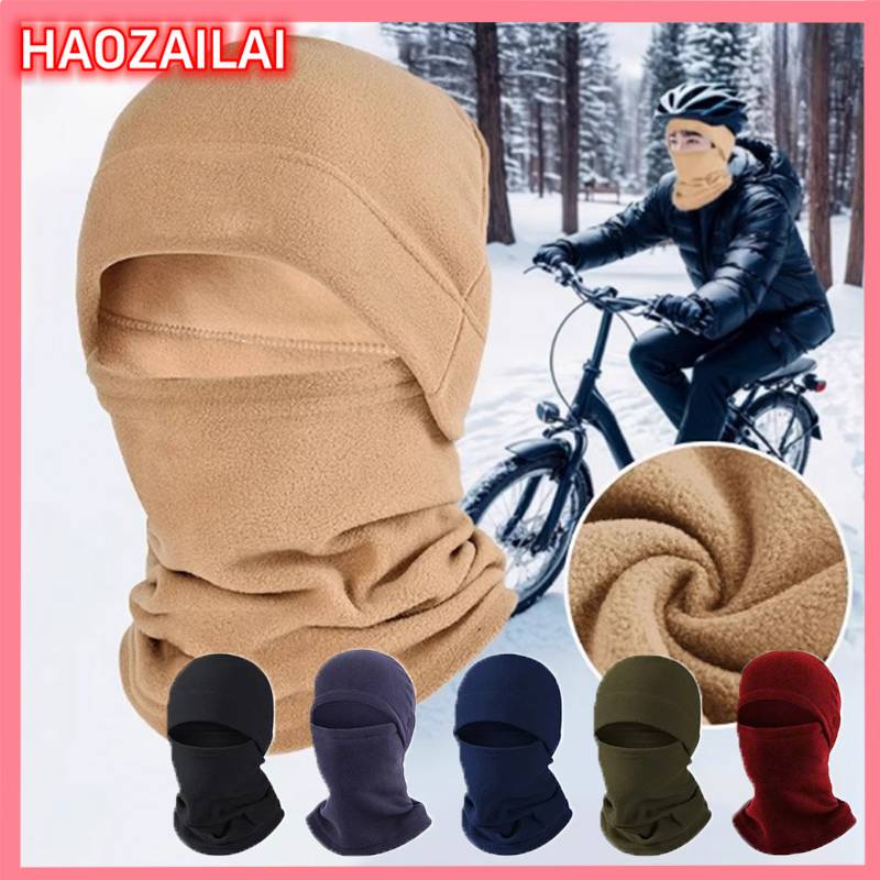 HAOZAILAI Mũ len trùm đầu mùa đông Polar Hat Balaclava dành cho nam Mặt nạ giữ ấm cổ Beanies Mũ trùm đầu giữ nhiệt Chiến thuật Quân đội Khăn quàng cổ thể thao Mũ lưỡi trai