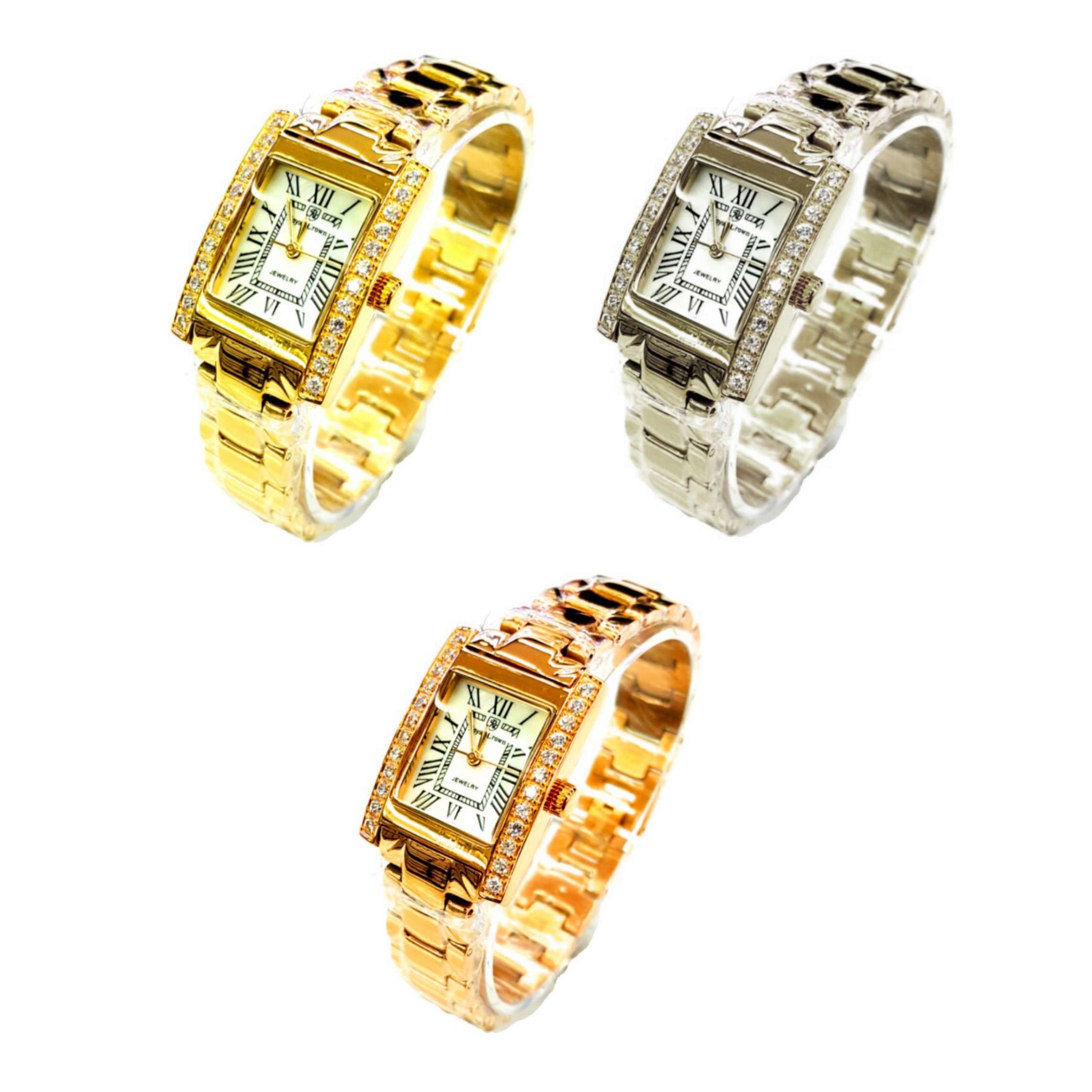 Royal Crown นาฬิกาข้อมือผู้หญิง สายสแตนเลสชุบทองอย่างดี รุ่น 6306-SSL ( เซต 3 เรือน 3 สี ) ราคา 9,999 บาท*ส่งฟรี