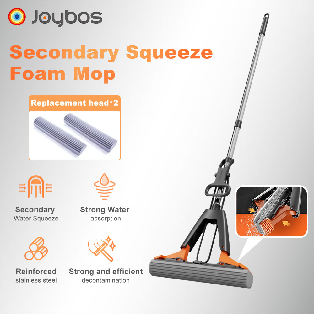 Joybos Sponge Mop PVA material Household Strong Water Absorption Double-Folded Four-Sided Squeezing Water Increase Cotton Head Mop ราคา 243 บาท*ส่งฟรี