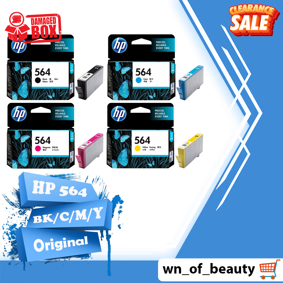 หมึกพิมพ์ HP 564 (CB316WA) , (CB318WA) , (CB319WA) , (CB320WA)หมึกอิงค์เจ็ท แท้100% สินค้าขายโล๊ะสต๊อก ราคา 190 บาท*ส่งฟรี