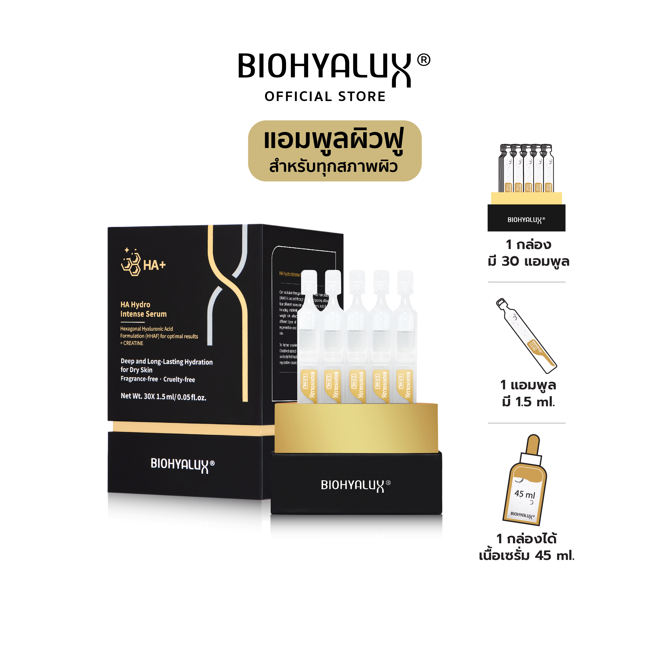 [สินค้าขายดี] Biohyalux HA Hydro Intense Serum ไบโอยาลักซ์ เซรั่มเติมความชุ่มชื้นให้ผิวอย่างล้ำลึก เหมาะสำหรับผิวธรรมดา-ผิวแห้งขาดน้ำ