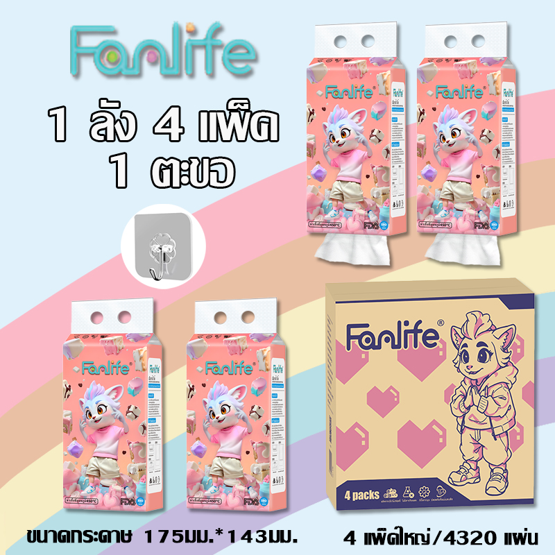 จัดส่งจากประเทศไทย❤️(1ลังมี 4ห่อ) ทิชชู่ กระดาษทิชชู่แบบดึง ทิชชู่แบบดึง แขวนได้ หนา 4ชั้น/1 แพ็ค 1080แผ่น (แถมตะขอ) ราคา 29 บาท*ส่งฟรี