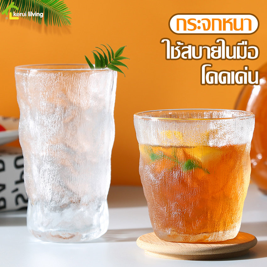 Luxury Style drinking glass tumbler clear glass drinking cup drink tumbler glass drink glass mug thick handle low/high ราคา 24 บาท*ส่งฟรี