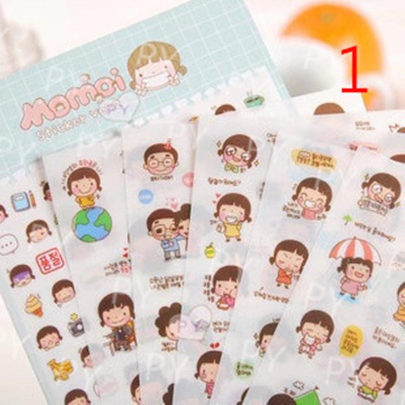 การ์ตูนน่ารักเด็ก เซ็ต 6 แผ่น DIY cartoon sticker ติกเกอร์วางรางวัลส มีหลายลาย