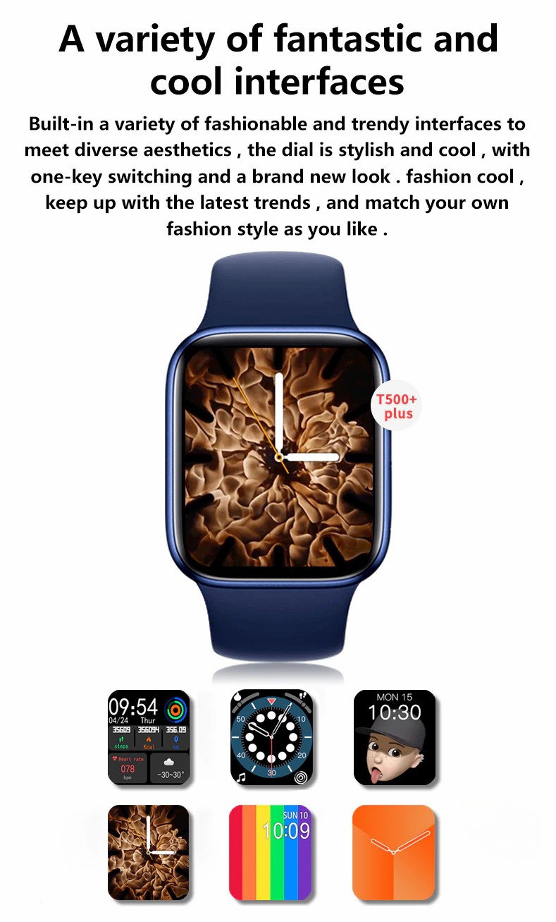 รูปภาพของ ถูกที่สุด  [ส่งจากไทย] นาฬิกาสมาร์ทวอช์ Smart Watch นาฬิกาเพื่อสุขภาพ สมาร์ทวอชท์ เพื่อสุขภาพ T500+Plus โทรเข้า-ออกได้ เปลี่ยนรูปหน้าจอได้ ฟังเพลงได้ รองรับภาษาไทย