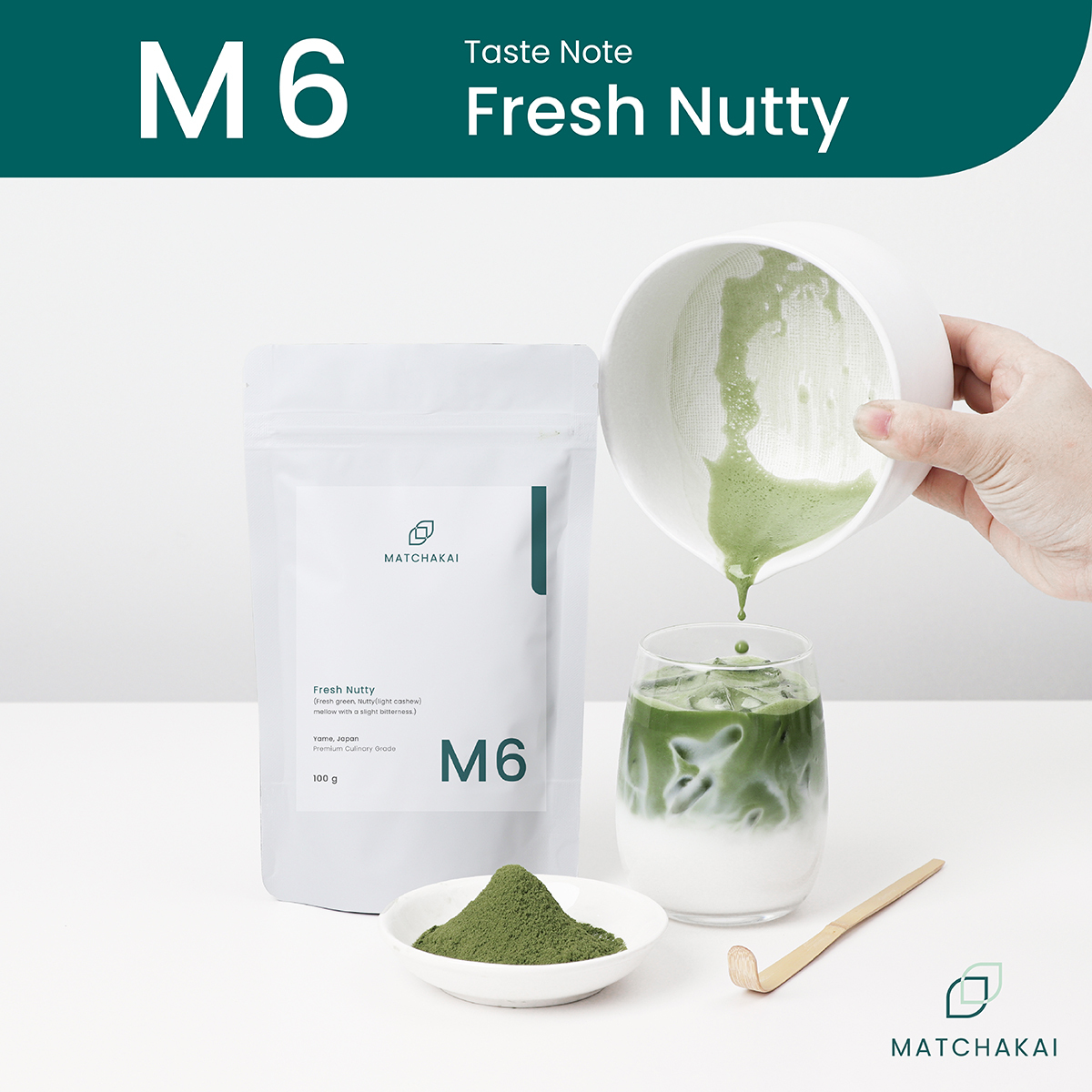 Matchakai | Matcha Green Tea Powder | Matcha Model M6, Size 100g | Yame, Fresh Green, Nutty ราคา 510 บาท*ส่งฟรี