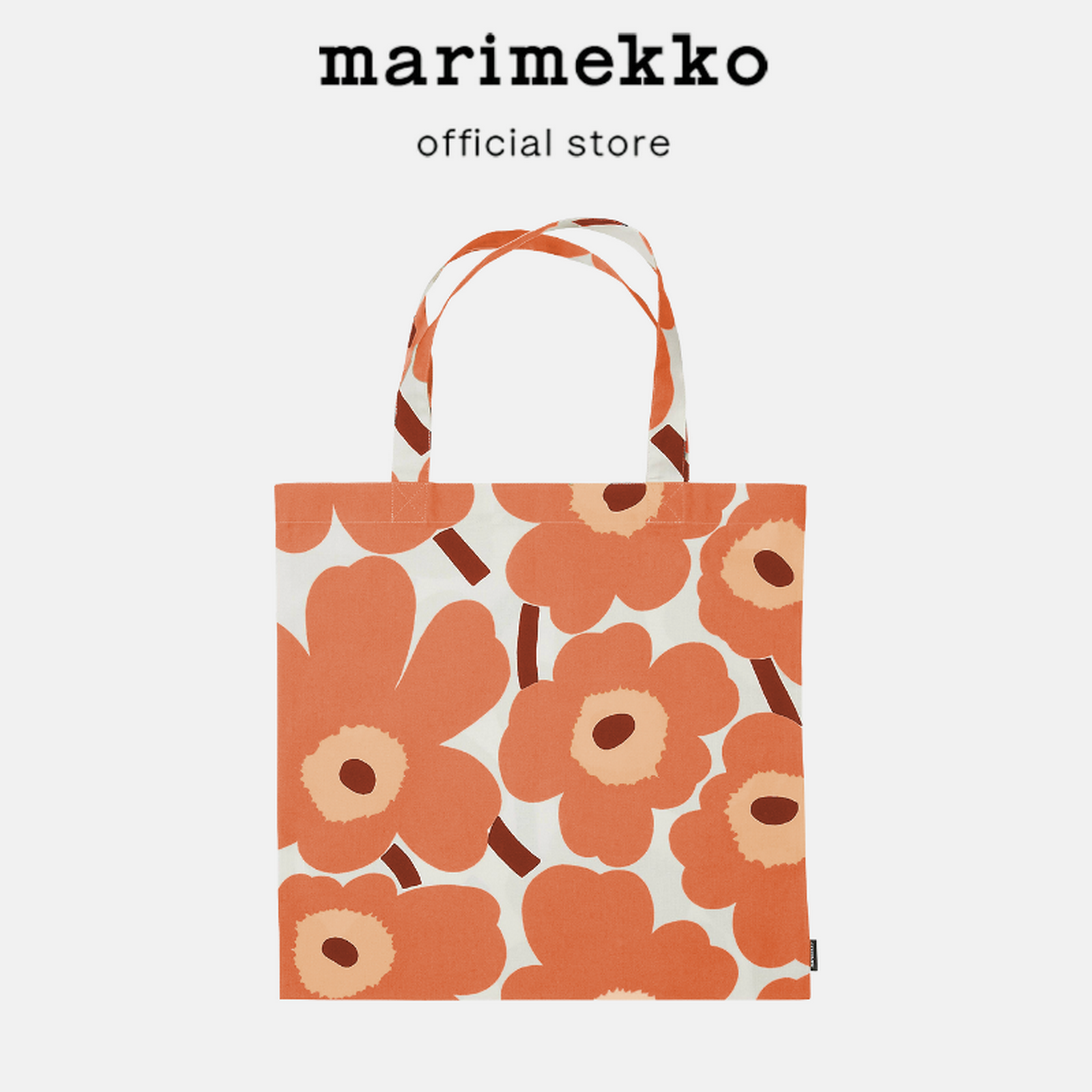 MARIMEKKO PIENI UNIKKO BAG กระเป๋าผ้า กระเป๋าผ้าลายดอกไม้ กระเป๋าผ้าลายดอกไม้สีส้ม กระเป๋าUnikko ถุงสีส้ม กระเป๋าผ้าMarimekko Totebag 44X43CM ราคา 1,439 บาท*ส่งฟรี