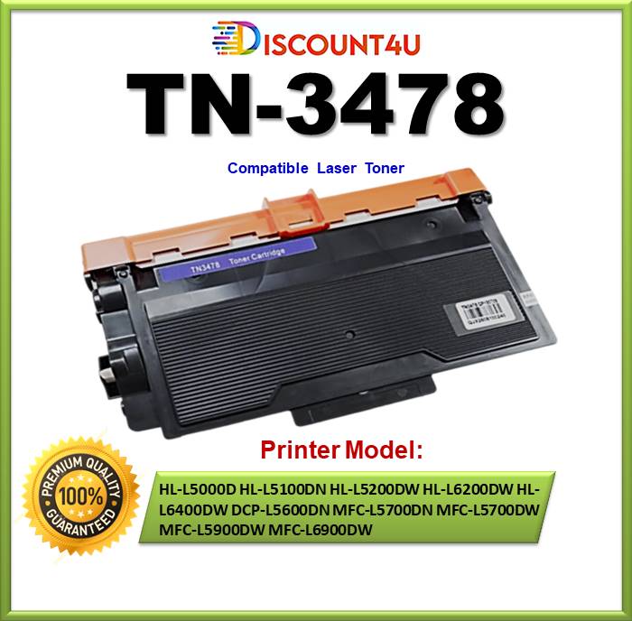 Discount4U ตลับหมึกเลเซอร์ Toner TN-3478 TN3478 ใช้กับ เครื่อง HL-L5000D HL-L5100DN HL-L5200DW HL-L6200DW HL-L6400DW ราคา 170 บาท*ส่งฟรี
