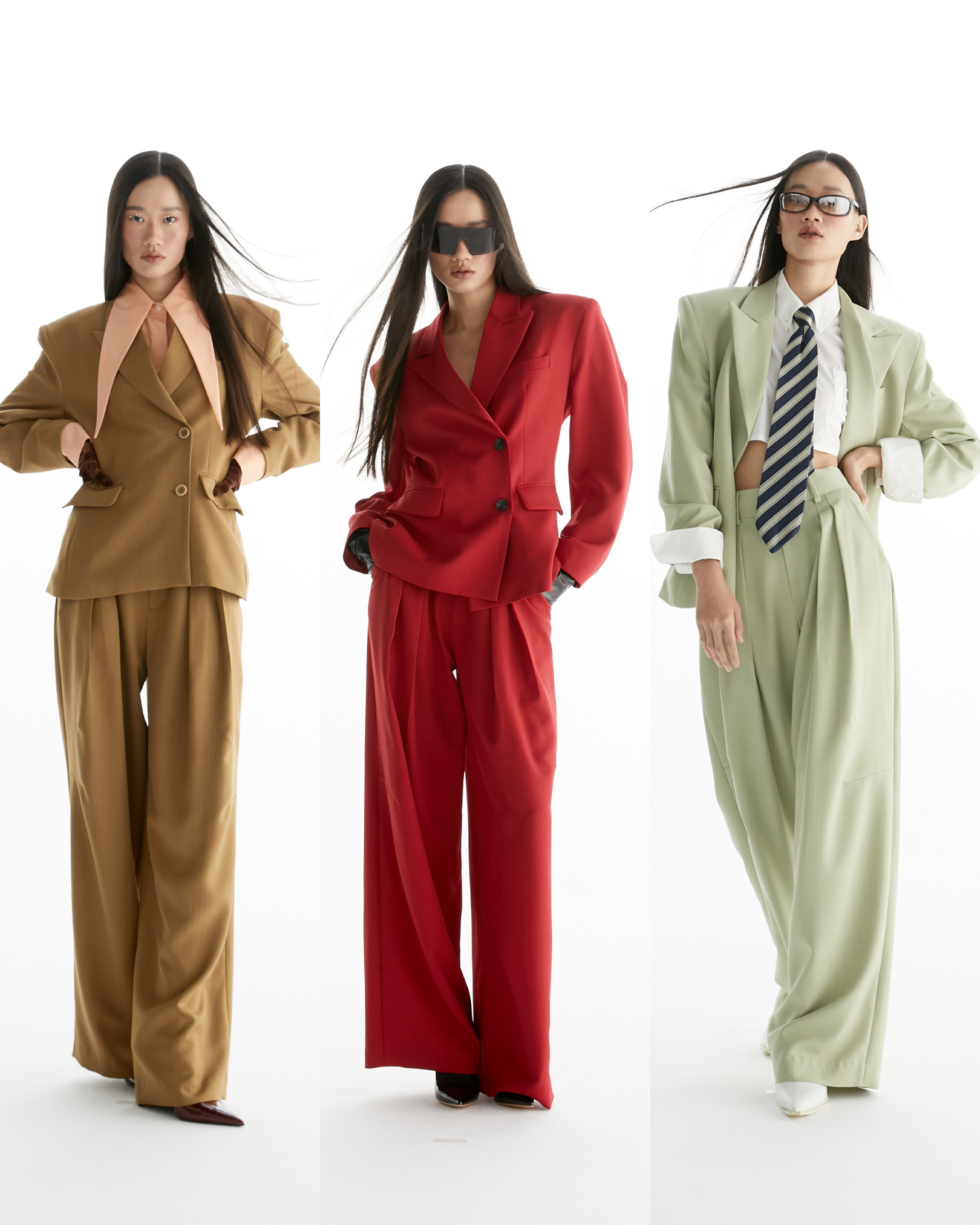 กางเกงขายาวผู้หญิง กางเกงสแล็คใส่ทำงานทรงกระบอก Sirintra The SRT X14 (TPN247) High Waisted Pants กางเกงเอวสูง จับจีบด้านหน้า ดีเทลเย็บตีเกร็ดที่หัวเข่า