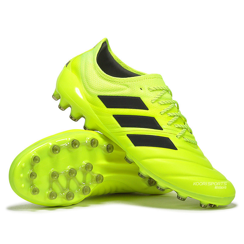 Mad Men ของแท้ Adidas COPA 19.1 ด้านบนกับ AG จิงโจ้ขนสั้นเล็บรองเท้าฟุตบอล EF9008 สีเหลือง