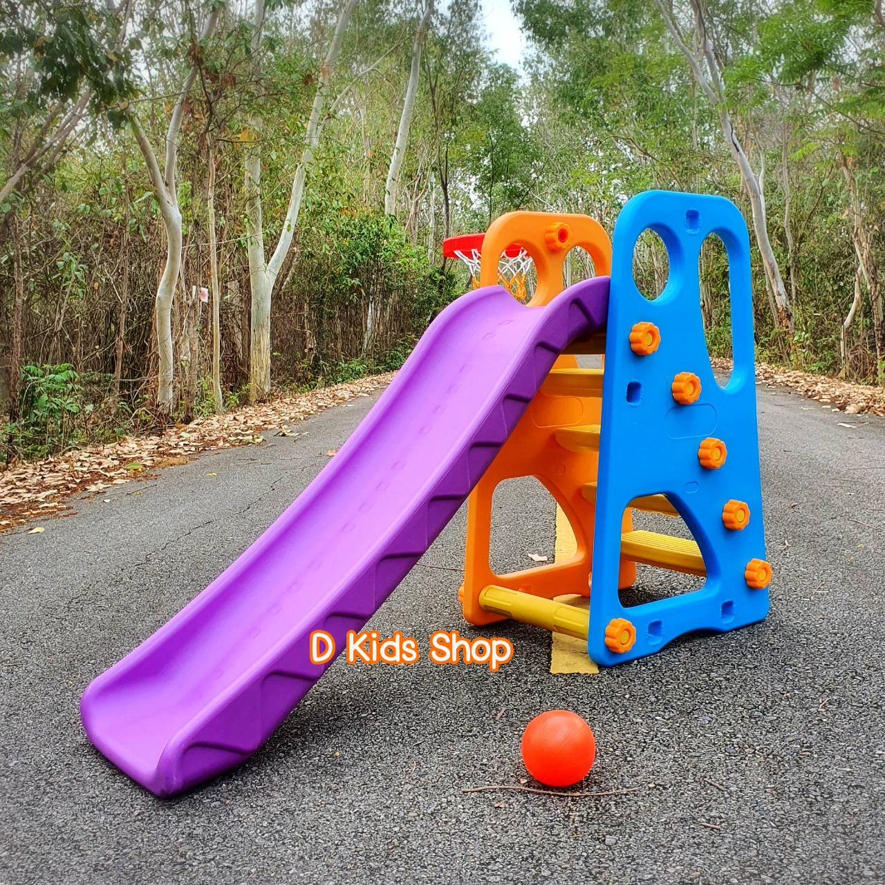 D Kids สไลเดอร์เด็ก มีแป้นบาส รุ่นสูงพิเศษ ตัวใหญ่ 2in1 แถมฟรี!! แป้นบาสและลูกบาส Number 009 ราคา 1,890 บาท*ส่งฟรี