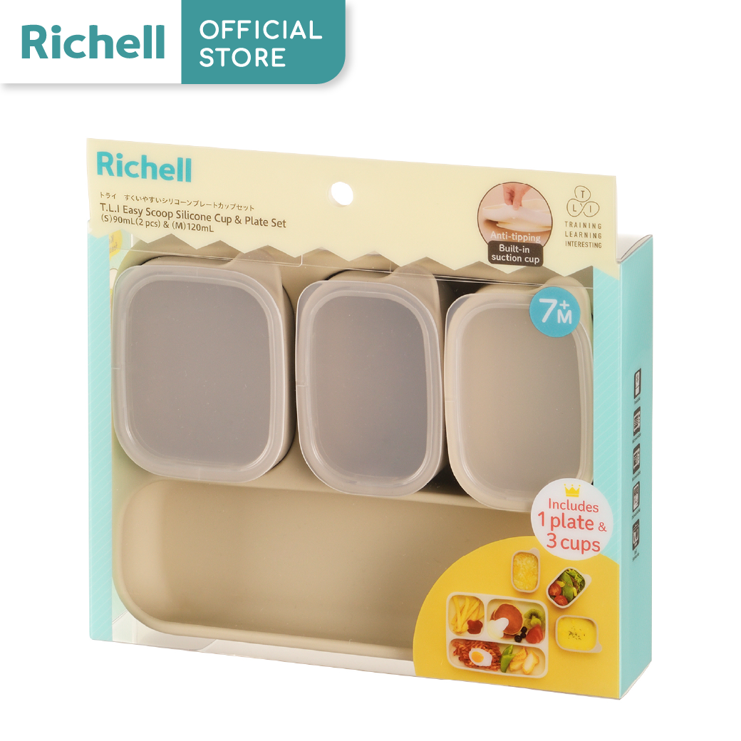 Richell T.L.I Easy Scoop Silicone Cup & Plate Set ราคา 490 บาท*ส่งฟรี