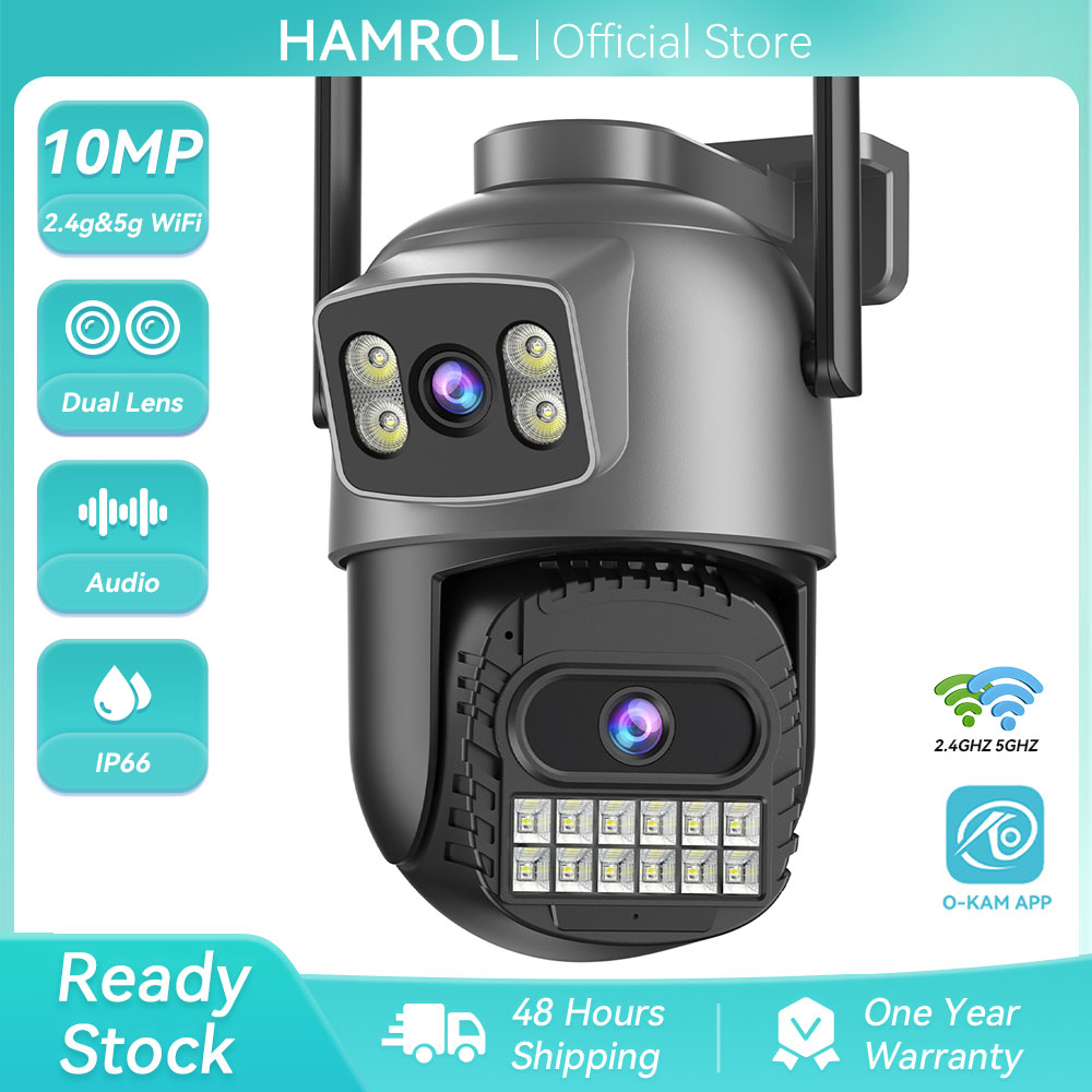 Hamrol 10Mp 5G&2.4Ghz Dual Lens Ptz Wifi Camera Human Tracking Smart Night Vision Wireless Cctv O-Kam App ราคา 1,099 บาท*ส่งฟรี