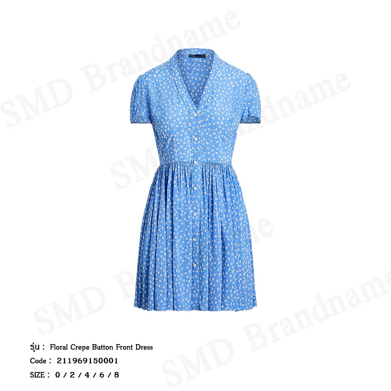 Polo Ralph Lauren Women's Dress, Model Floral Crepe Button Front Dress Code: 211969150001 ราคา 7,190 บาท*ส่งฟรี
