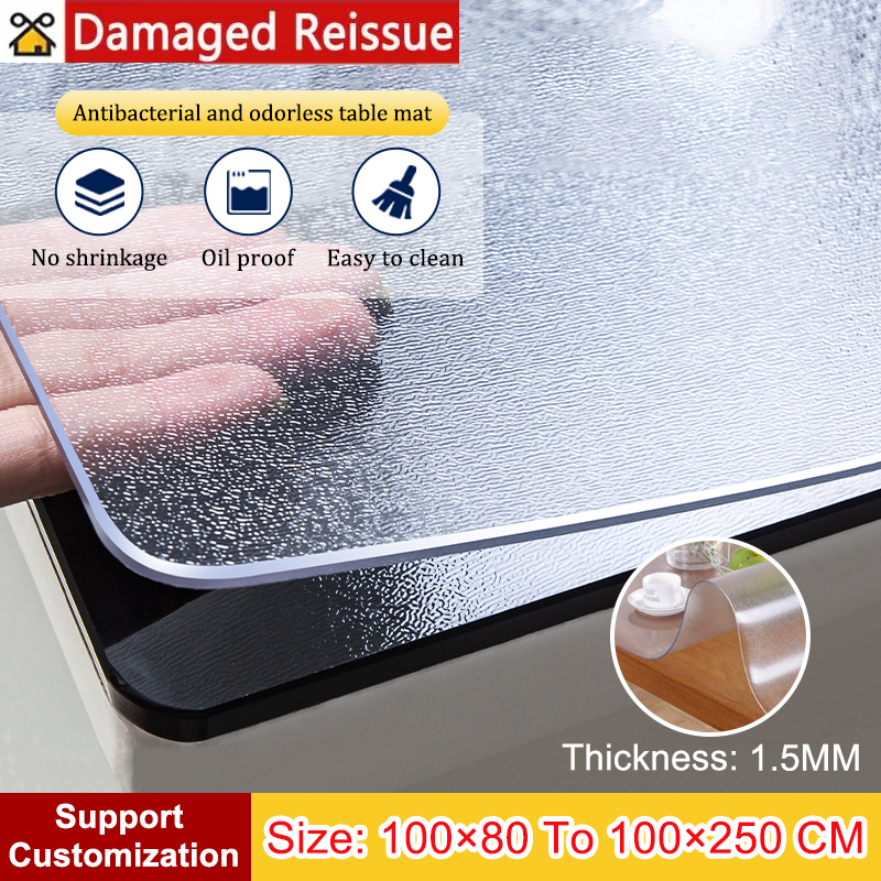 kingdom (Wide：100cm Rectangular 1.5MM Frosted) TV Cabinet, Tea Table, Table Mat, Transparent PVC Soft Glass Tablecloth, Oil-proof, Water-proof, Iron-proof and Washable ราคา 643 บาท*ส่งฟรี