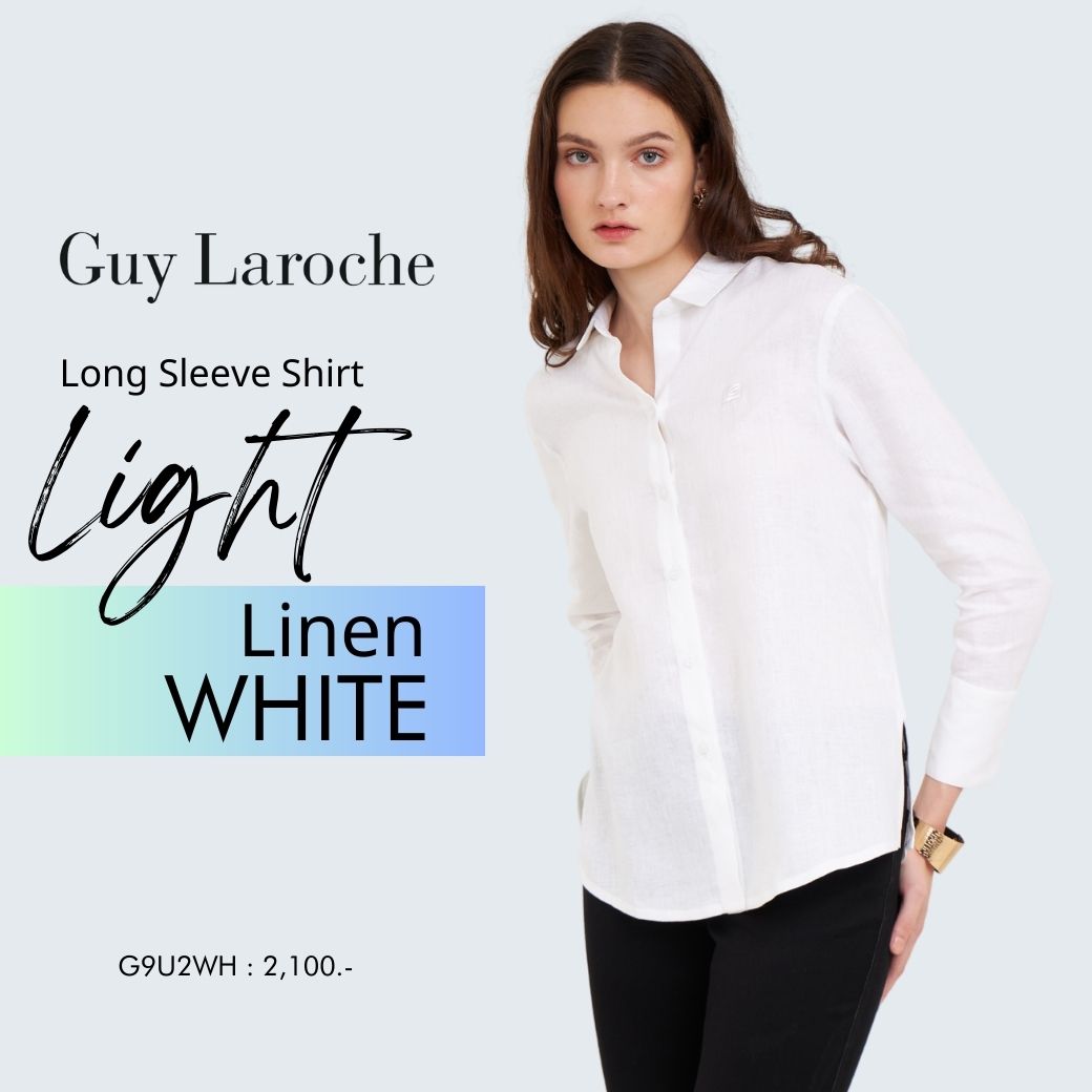 GuyLaroche woman'sshirt LightLinen เสื้อเชิ๊ตผู้หญิง แขนยาว สีขาว G9U2WH ราคา 2,100 บาท*ส่งฟรี