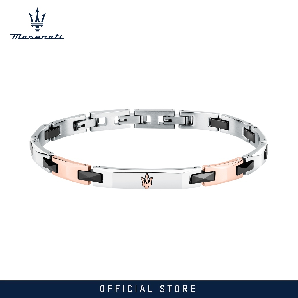 Maserati Jewels 185+30 mm Men's Bracelet, Stainless Steel, Black Ceramic, Rose Gold Logo, JM424ATZ50 (Adjustable) ราคา 3,421 บาท*ส่งฟรี