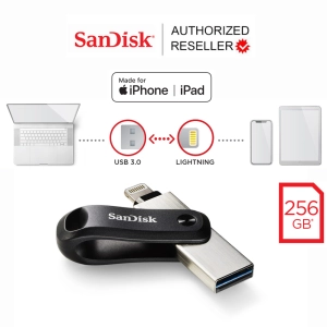 สินค้า SanDisk iXpand Flash Drive Go 256GB for iPhone and iPad OTG (SDIX60N-256G-GN6NE) OTG Flashdrive แฟลชไดร์ฟ 2 หัว สำหรับ iPhone iPad ไอโฟน ไอแพด รับประกัน Synnex 2 ปี