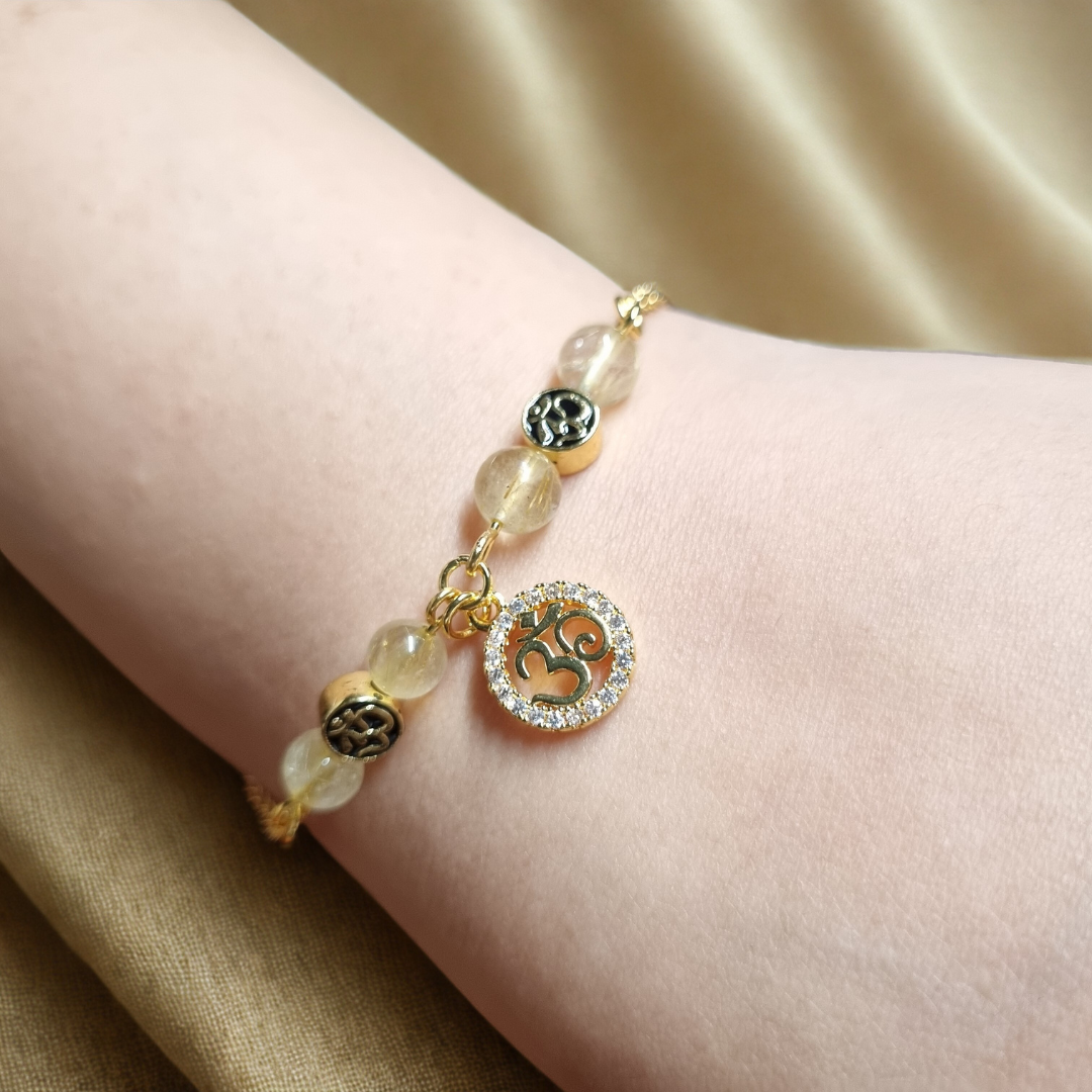 Om Bracelet Attracts Positive Energy, Increases Good Energy, Gold Silk Stone, Wealth-Attracting Stone. Attracts Money, Real Stone, Wealth-Attracting Bracelet, String Bracelet
