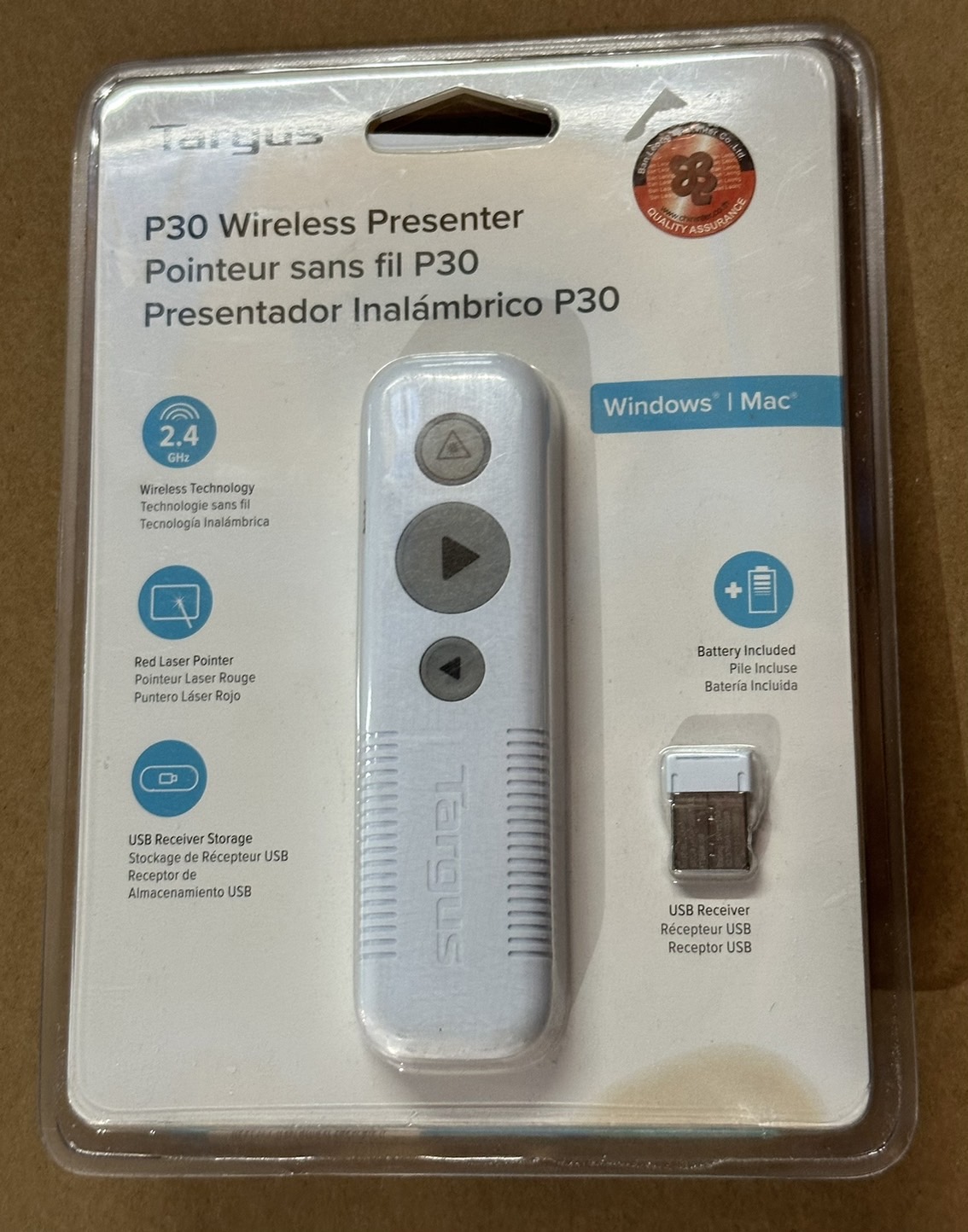 clearance (มีตำหนิที่กล่อง ของใหม่ประกันเต็ม) พรีเซนเตอร์ไร้สาย Targus P30 Wireless Presenter สีดำ [AMP30GL] ราคา 499 บาท*ส่งฟรี