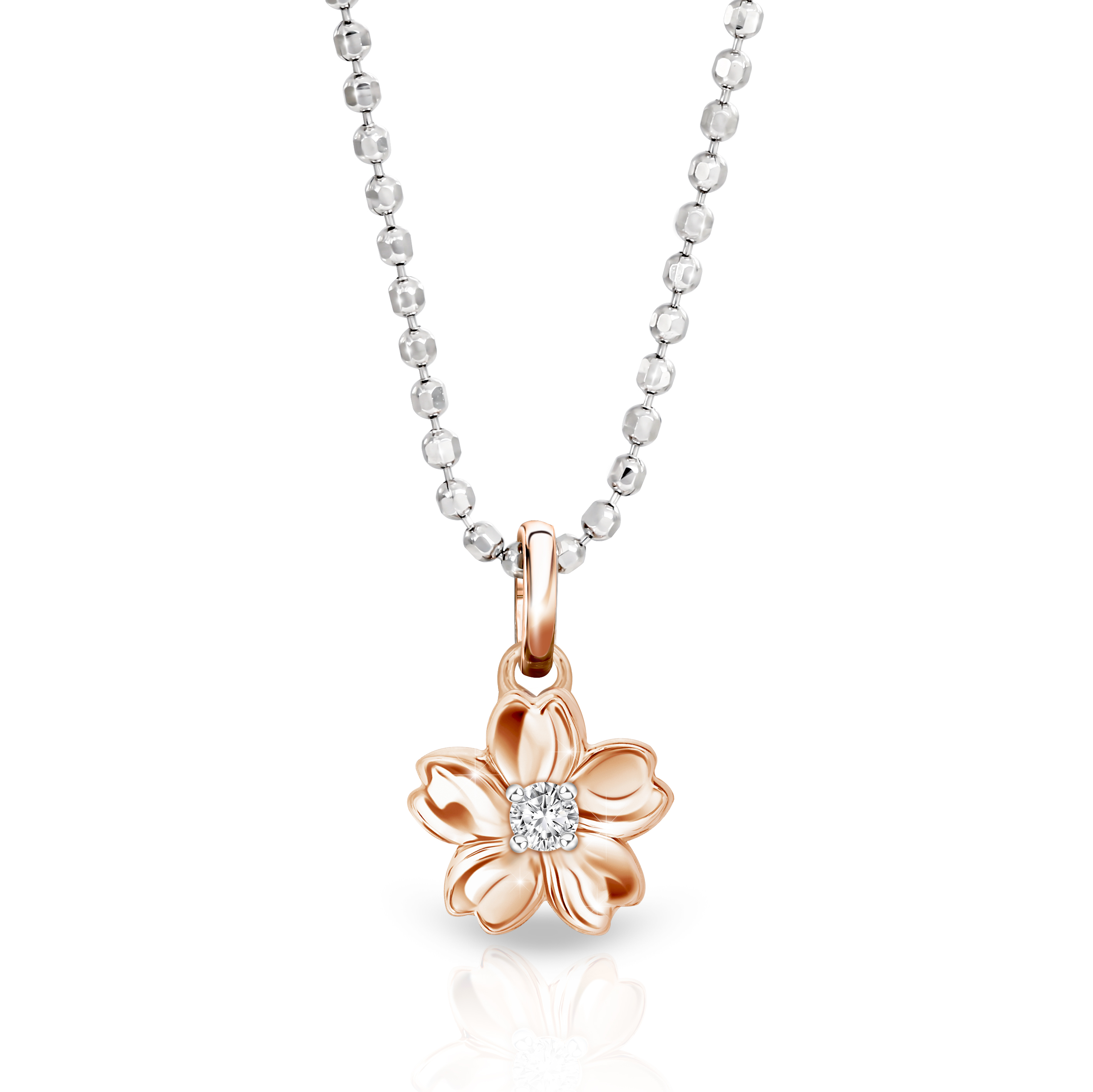 PRIMA จี้เพชรรูปดอกไม้ ( ซากุระ ) ตัวเรือน 9K สี Rose Gold รหัสสินค้า 991P1212-01 **จำหน่ายเฉพาะจี้ไม่รวมสร้อย** ราคา 4,800 บาท*ส่งฟรี