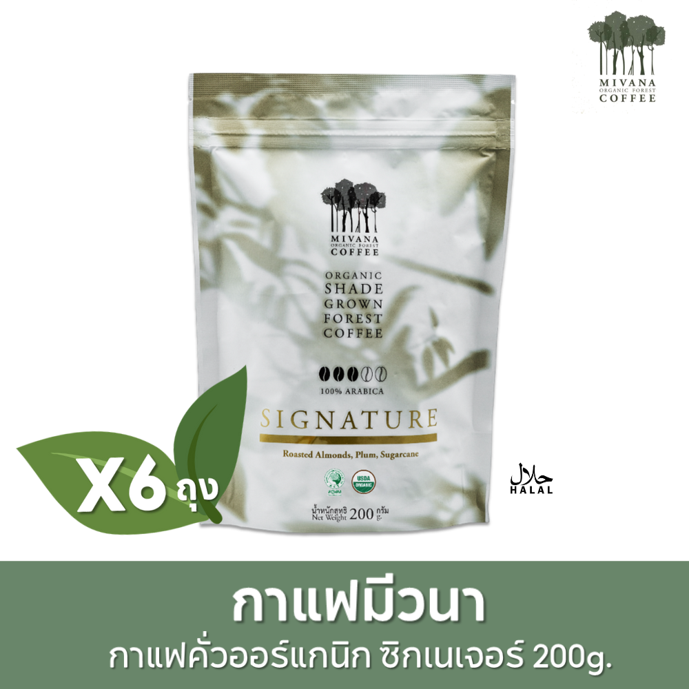Mivana Coffee Mivana Signature Blend Roasted Organic Arabica Coffee Beans 200 Grams (6 Bags Per Box) # 61110102 ราคา 2,080 บาท*ส่งฟรี