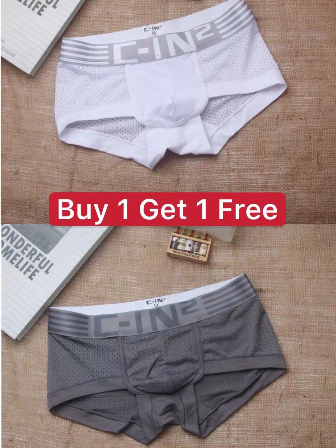 (buy 1 get 1 free )C-IN2 กางเกงในชายboxer ผ้าตะข่ายพานิ่มใส่สบาย