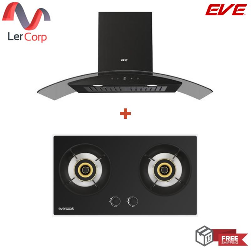 (Eve) Wall-Mounted Tent Smoke Extractor Hc-Diesel-90 Plus + 2-Burner Built-In Gas Stove, Tempered Glass Base, Smart Iii ราคา 9,590 บาท*ส่งฟรี
