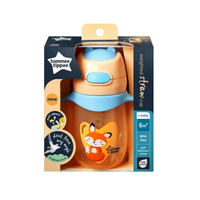TommeeTippee Weighted straw / Handle Cup  Penguin/300ml/12m+   Fox/240ml/6m+
