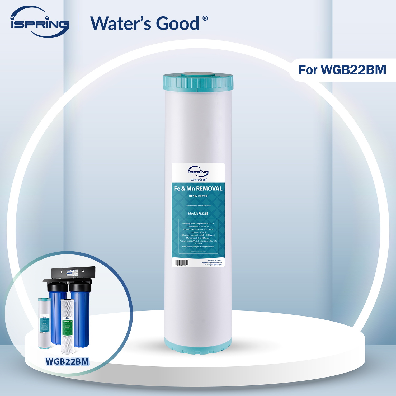 iSpring Whole House Water Filter Cartridge, Iron & Manganese Reducing Water Filter Whole House, 4.5" x 20", Model: FM25B ราคา 4,699 บาท*ส่งฟรี