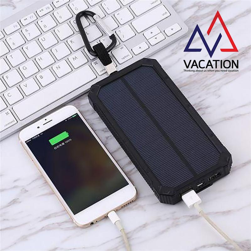 10000 mAh Solar Power Bank แบตเตอรรี่สำรอง คุณภาพสูง 2 ช่อง USB output DC 5V/2.1A และ 5V/1A ทดสอบก่อนส่ง แบตเตอรี่ พลังงานแสงอาทิตย์ กันน้ำ ไฟฉาย เหมาะสำหรับ ท่องเที่ยว เดินป่า ต่างประเทศ ช๊าตโทรศัพท์ มือถือ กล้อง ( VACATION ) 10000 mAh Solar Power Bank แบตเตอรรี่สำรอง คุณภาพสูง 2 ช่อง USB output DC 5V/2.1A และ 5V/1A ทดสอบก่อนส่ง แบตเตอรี่ พลังงานแสงอาทิตย์ กันน้ำ ไฟฉาย เหมาะสำหรับ ท่องเที่ยว เดินป่า ต่างประเทศ ช๊าตโทรศัพท์ มือถือ กล้อง ( VACATION )