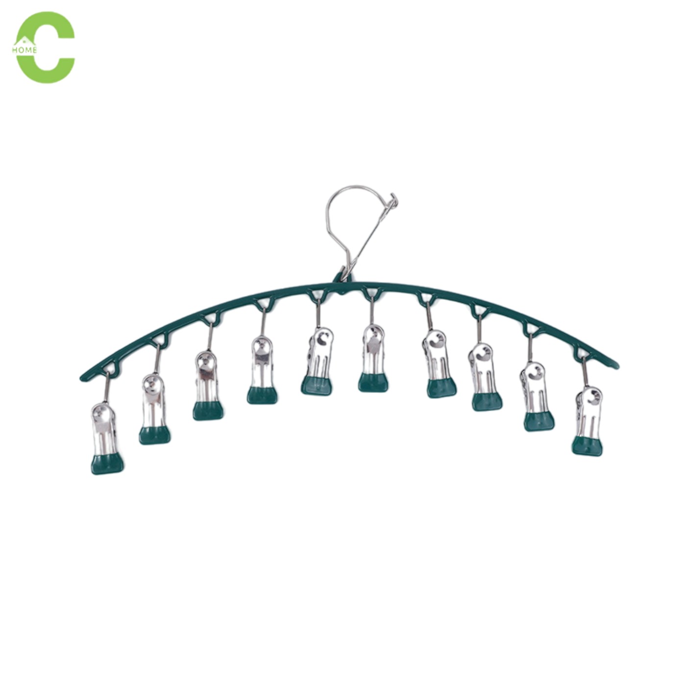 HOMEC ไม้แขวนหนีบผ้าพร้อมตะขอล๊อค ที่หนีบผ้าสแตนเลส ที่หนีบผ้า pants hanger 10 ตัวหนีบ รับน้ำหนักได้ดี ยืดหยุ่นดี แรงยึดแน่น ไม่ดึงออกง่าย ราคา 65 บาท*ส่งฟรี