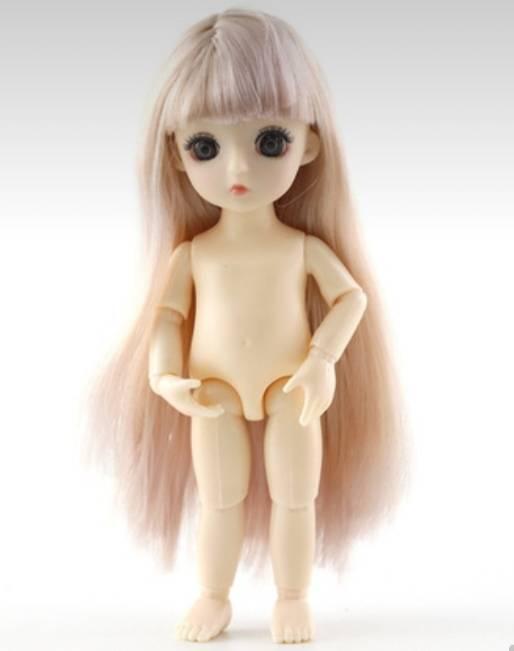 ตุ๊กตาเด็กหญิง DJD  doll  3D Eyebal princess body Nude  ขนาด 16 cm 1 psc