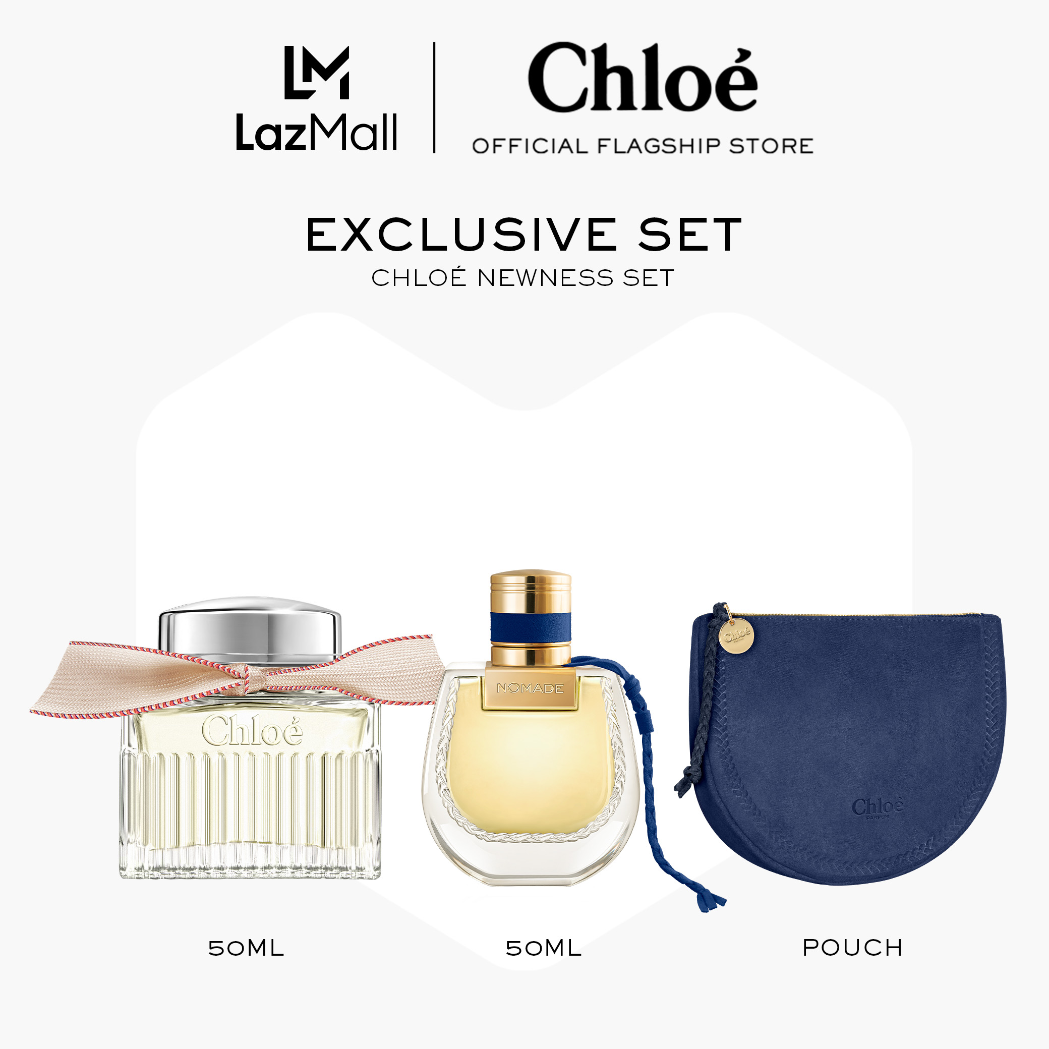 น้ำหอม น้ำหอมผู้หญิงผู้ชายกลิ่นติดทนนาน Chloe Chloé Newness - Nomade Nuit d'Egypte 50ml + L'Eau de Parfum Lumineuse 50ml + ฟรีซอง