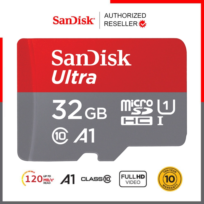 ภาพหน้าปกสินค้าSandisk Ultra microSD Card SDHC ความเร็วอ่าน 120MB/s ความจุ 32GB Class 10 A1 (SDSQUA4-032G-GN6MN) ไม่มีอะแดปเตอร์ เมมโมรี่การ์ด แซนดิส Memory ประกัน Synnex 10 ปี แดงเทา